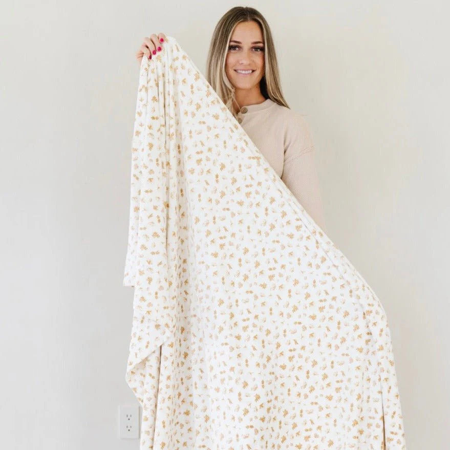 Floral Minky Stretch Throw Blanket