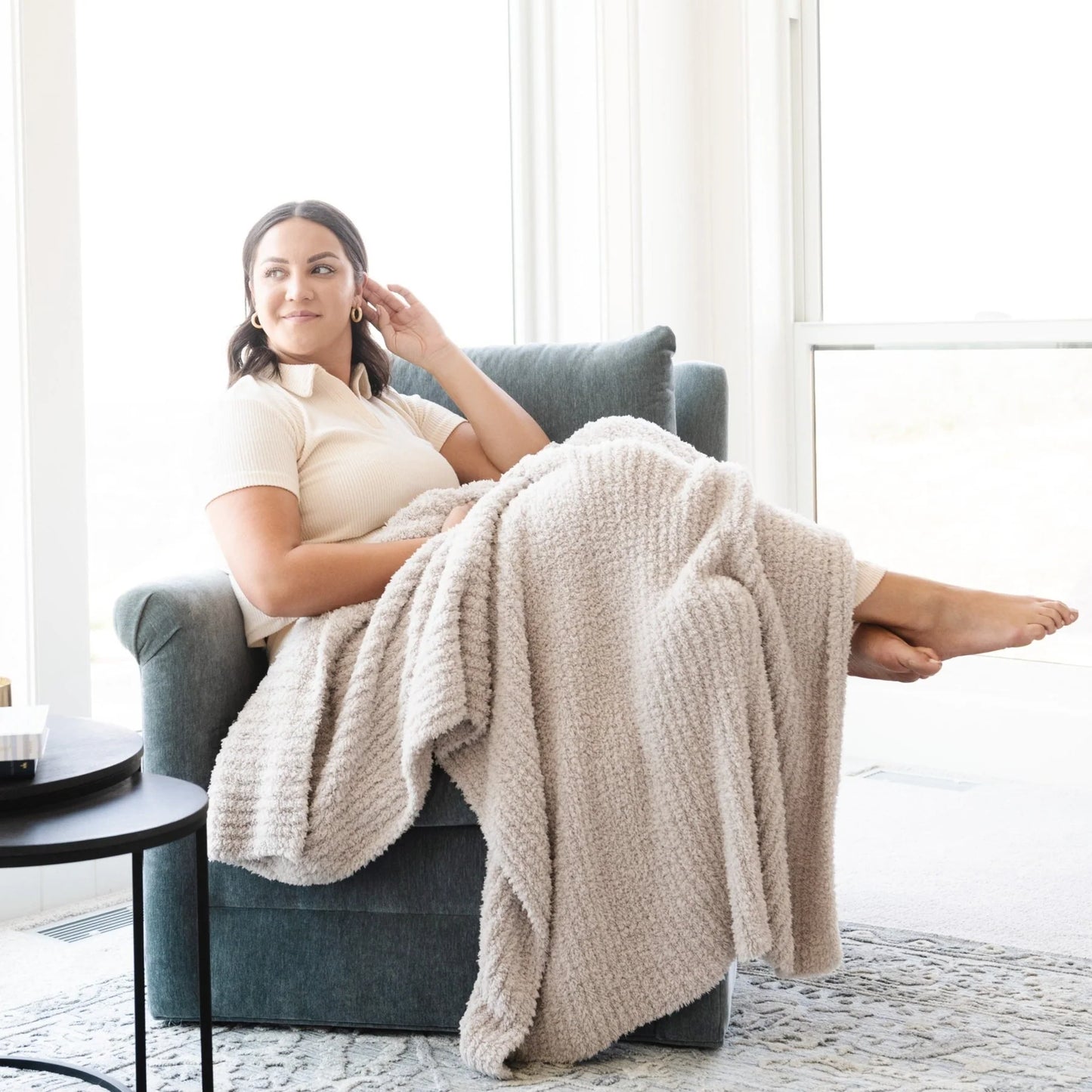 Moonbeam Ribbed Bamboni Throw Blanket