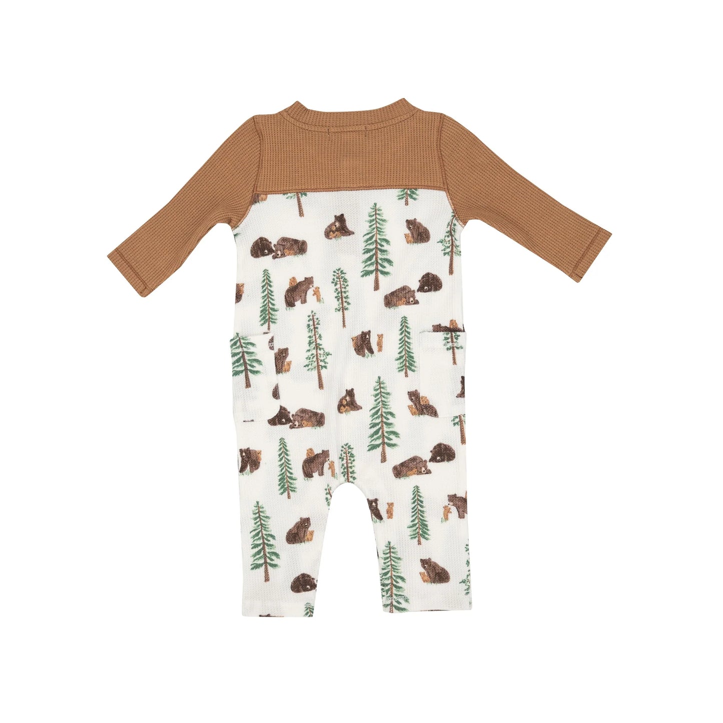 Brown Bears Romper w/ Contrast Sleeve