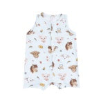 Vintage Animal Faces Blue Sleeveless Shortie Romper