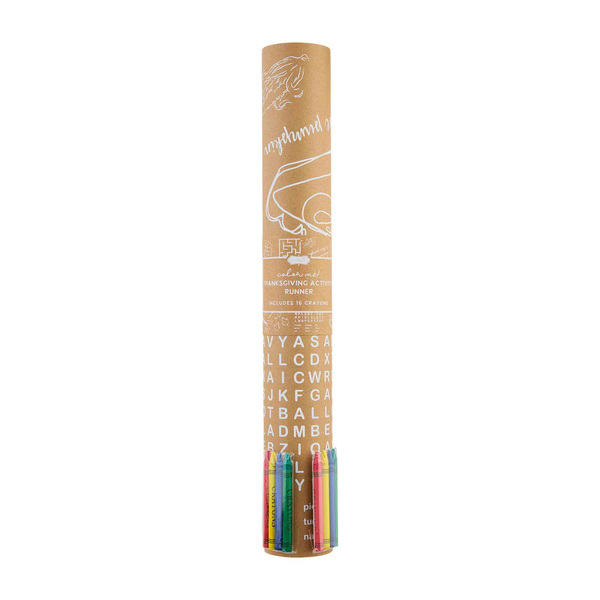 Kraft Paper Thanksgiving Table Runner w/Crayons