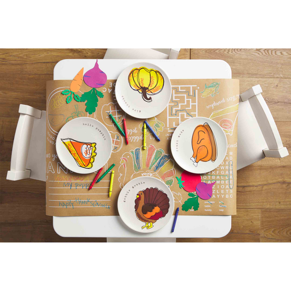 Kraft Paper Thanksgiving Table Runner w/Crayons