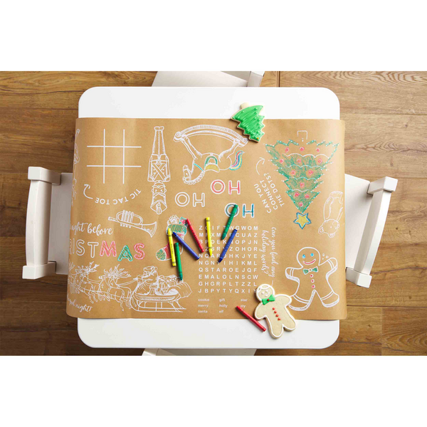 Christmas Kraft Table Runner w/Crayons