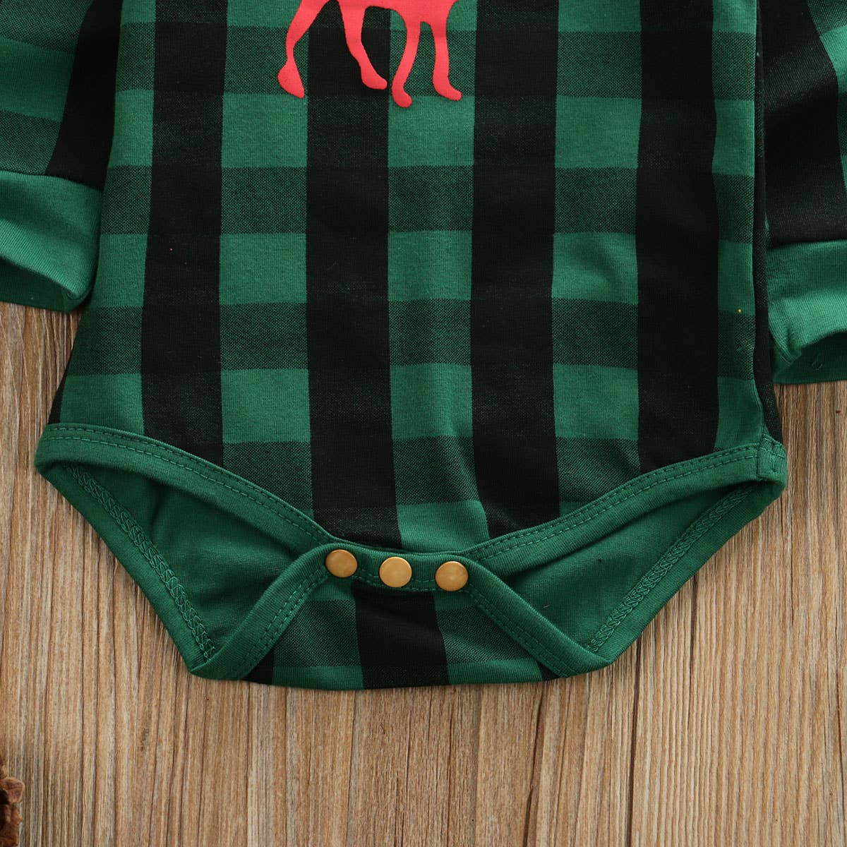 Moose Plaid Bodysuit in Green - Lollipop Chic Bowtique