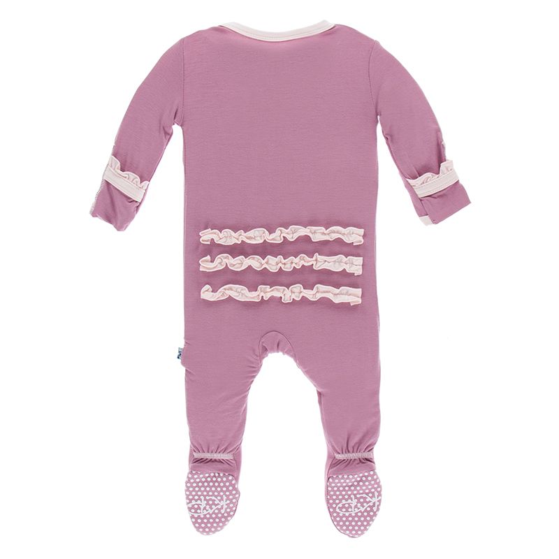 Kickee Pants Solid Ruffle Footie with Zipper - Pegasus with Macaroon
