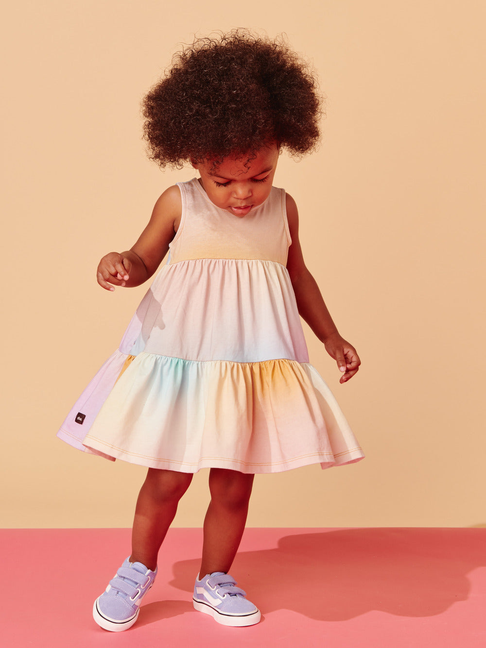Rainbow Gradient Tiered Tank Baby Dress