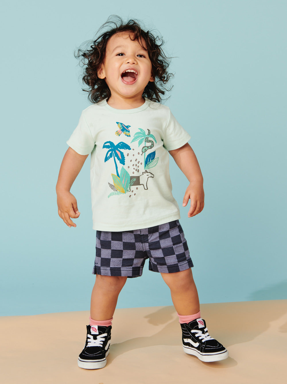 Checkerboard in Blue Vacation Baby Shorts