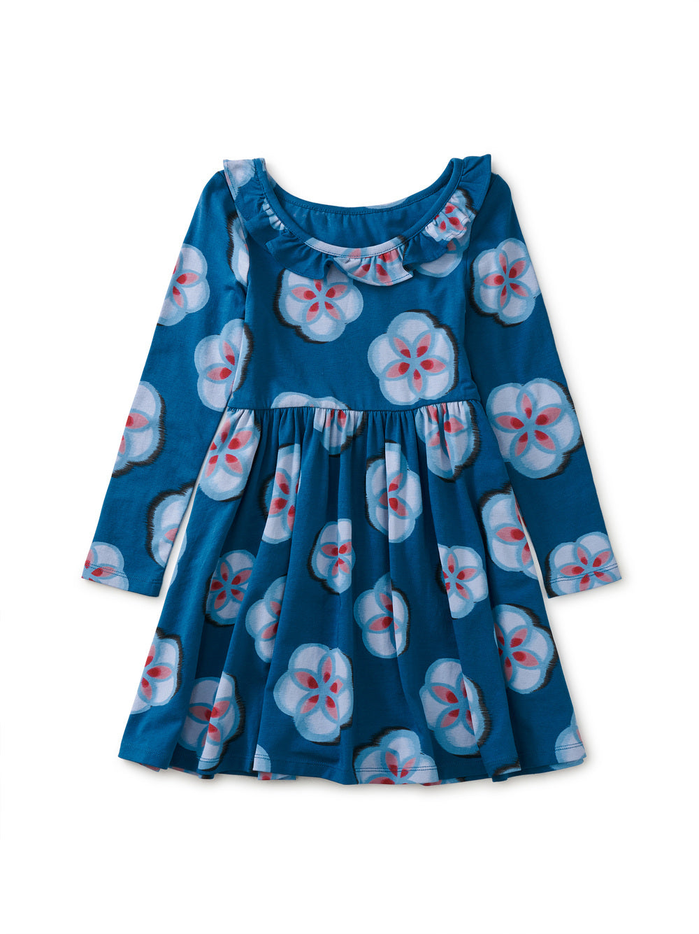 Ikat Floral Ruffle Collar Ballet Dress