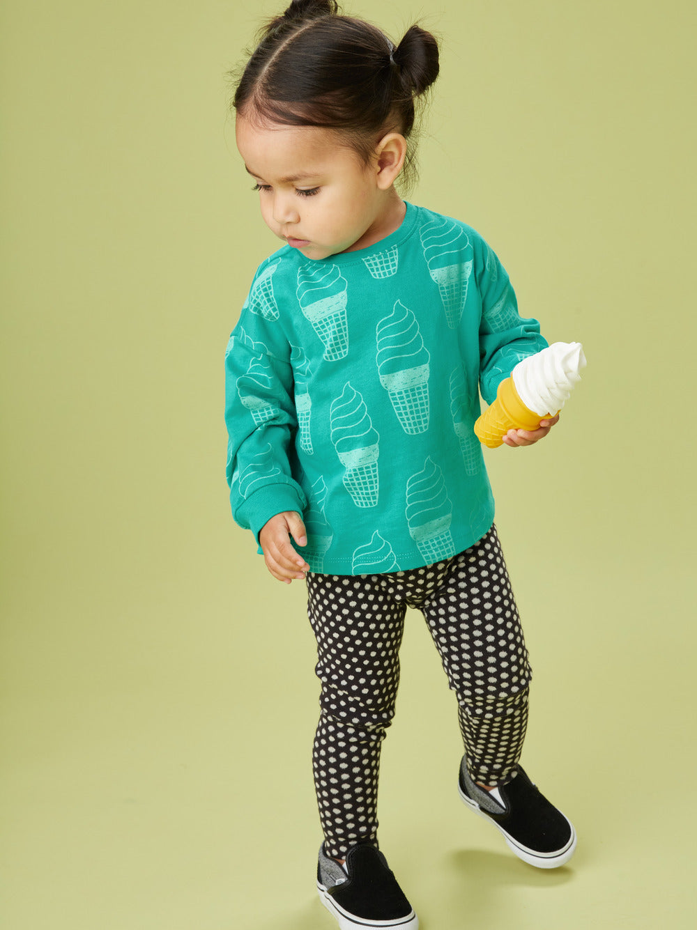 Soft Serve Cones in Green Long Sleeve Comfy Baby Set