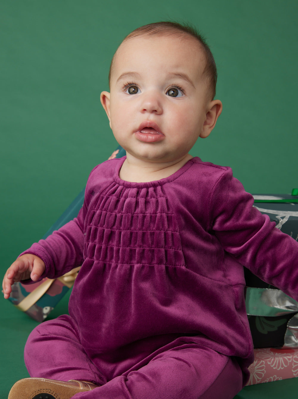 Cosmic Berry Velour Baby Romper