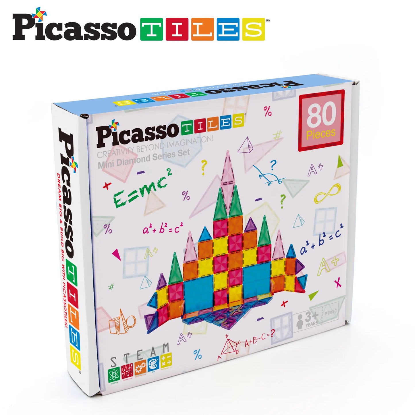 PicassoTiles 80pc Mini Diamond Magnetic Tileset