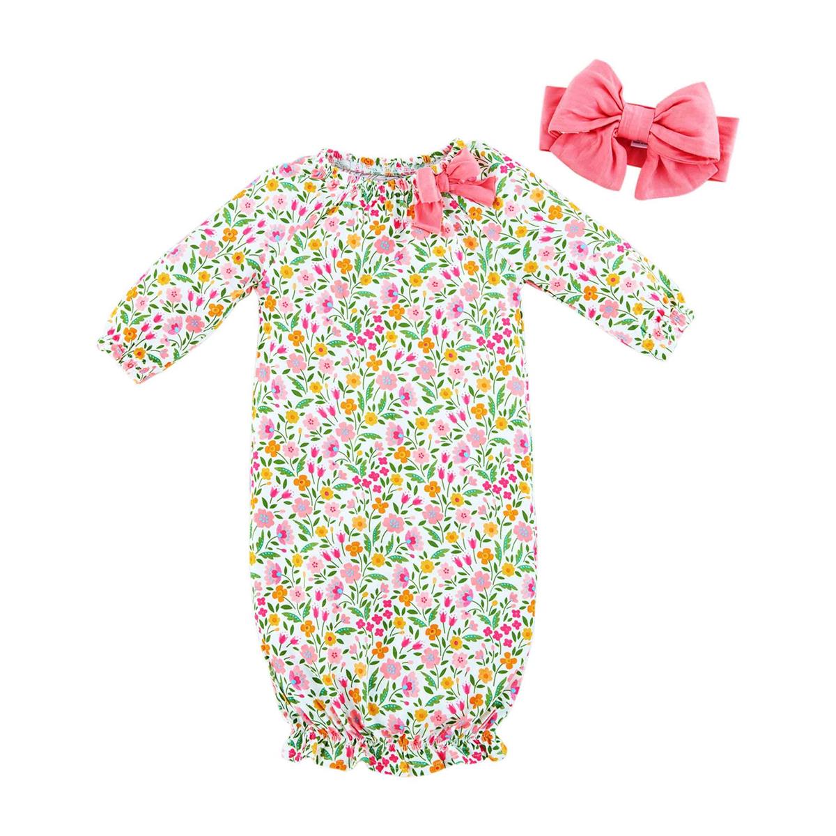 Summer Floral Gown & Headband Set