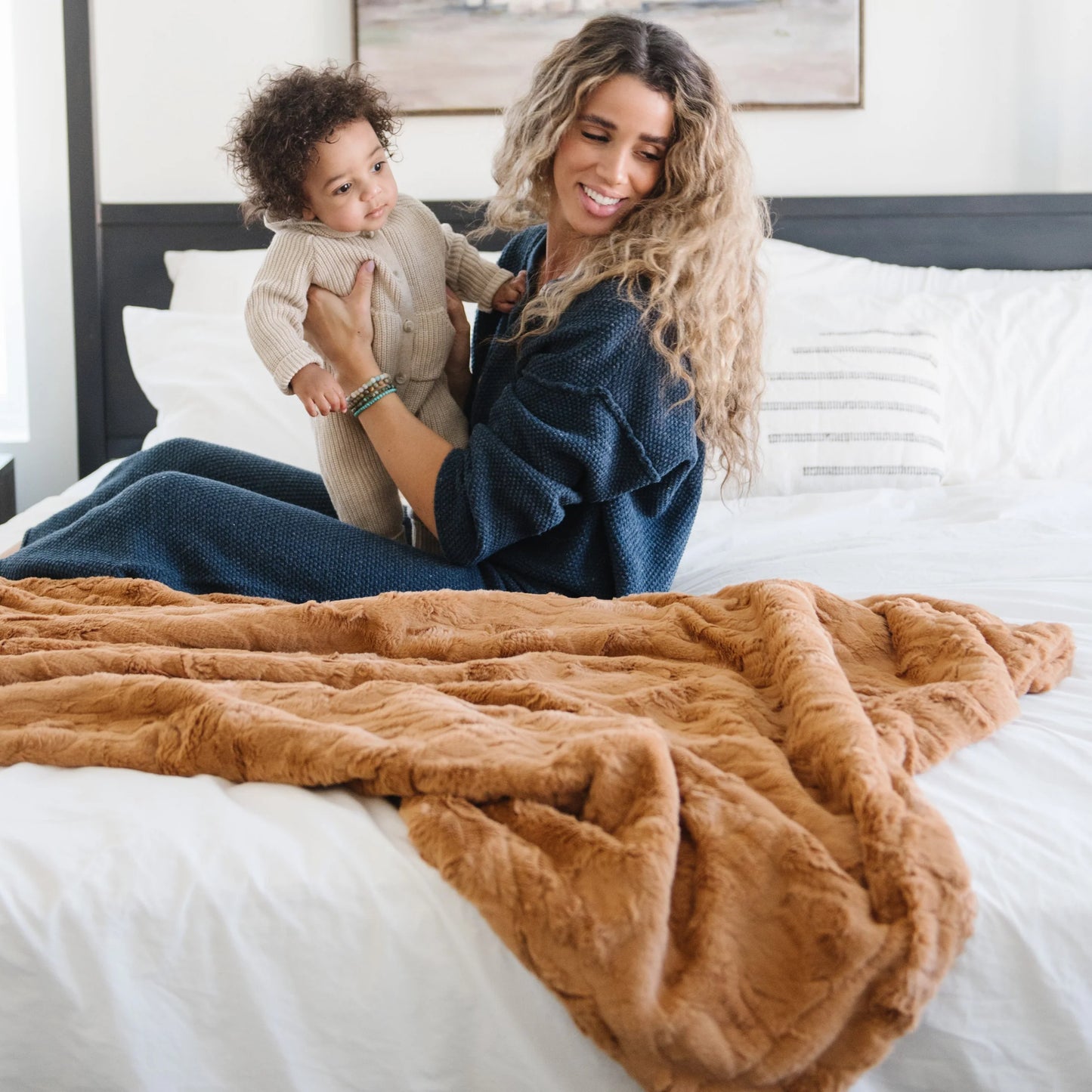 Copper Patterned Faux Fur Extra Large Throw Blanket