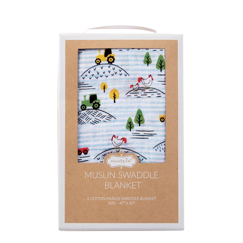 Mud Pie Farmhouse Muslin Swaddle Blanket