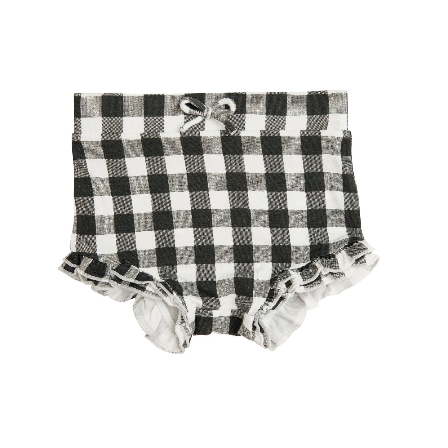 Ruffle Sleeve Onesie and High Waisted Short Set - Doodle Daisy/Gingham Black