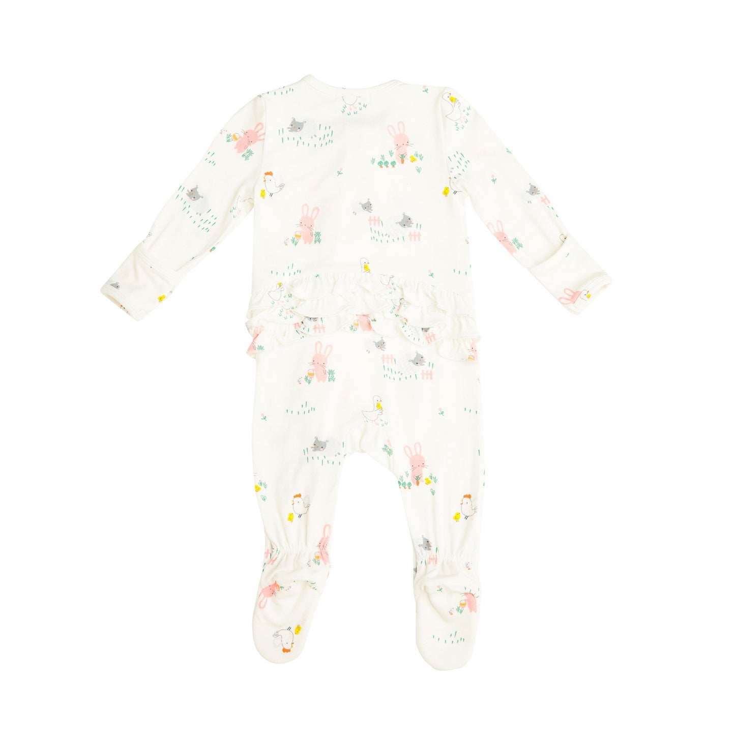 Little Farmer Girl Ruffle Front Zipper Footie