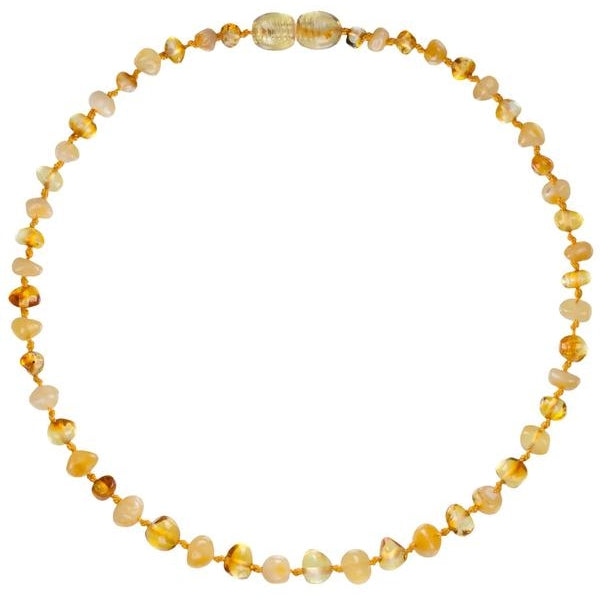 Polished Milk/Honey Amber Teething Necklace 12.5"