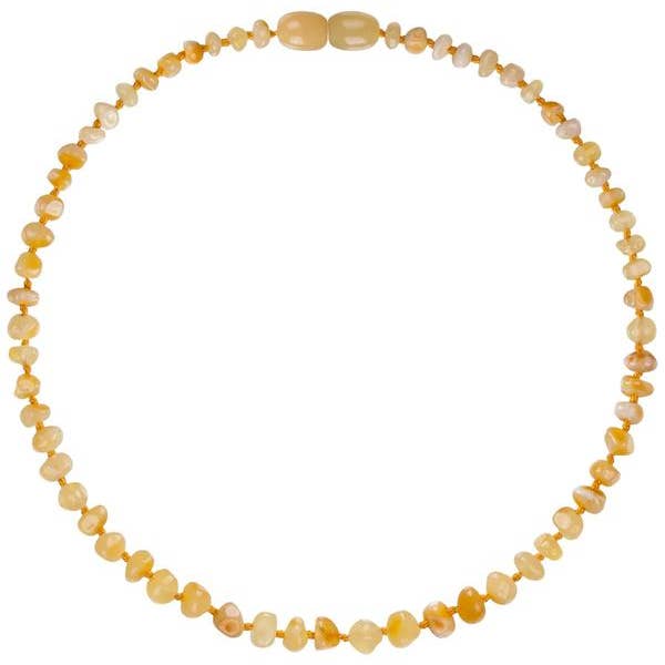 Polished Milk Amber Teething Necklace 12.5"