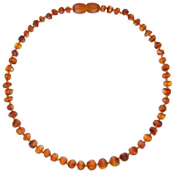 Unpolished Cognac Amber Teething Necklace 12.5"