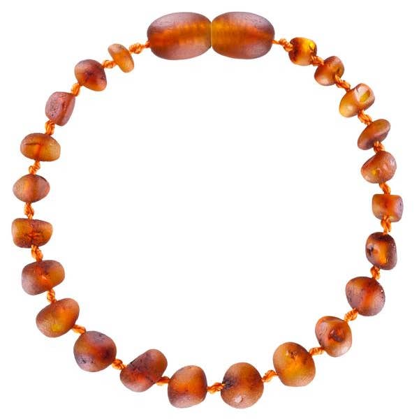 Unpolished Cognac Amber Teething Bracelet 5.5"
