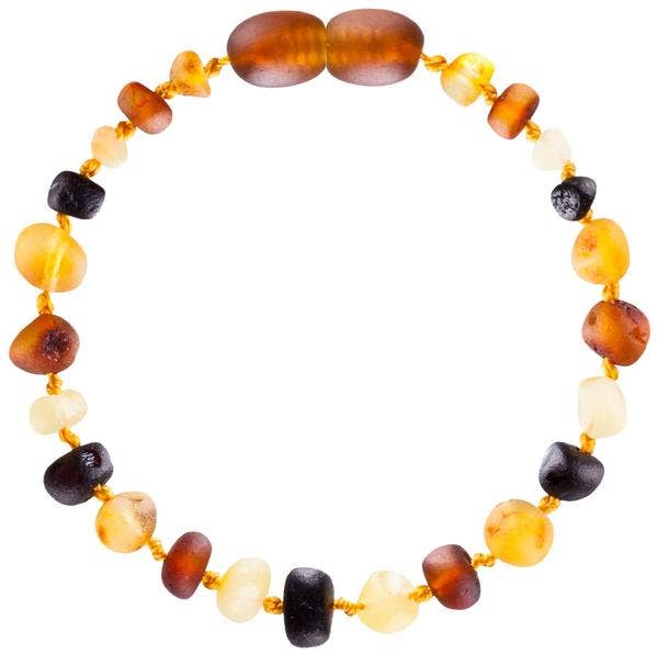Unpolished Multi Color Amber Teething Bracelet 5.5"
