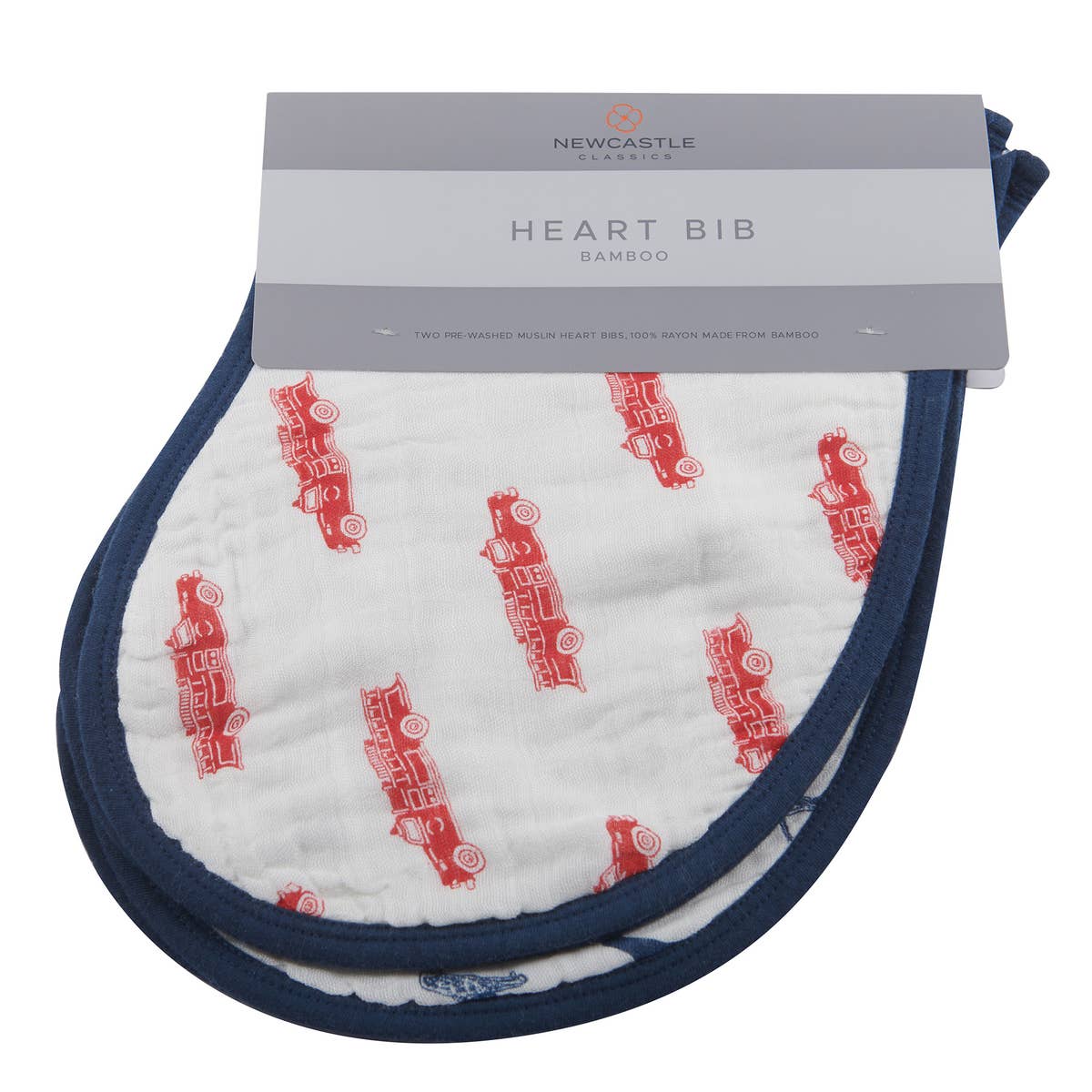 Fire Truck and Dalmatian Bamboo Heart Bibs - Set of 2