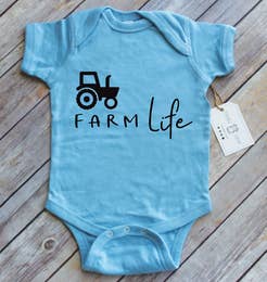 Farm Life Tractor Onesie - Blue