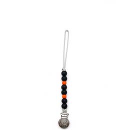 Eleanor Pacifier Clip - Black/Orange