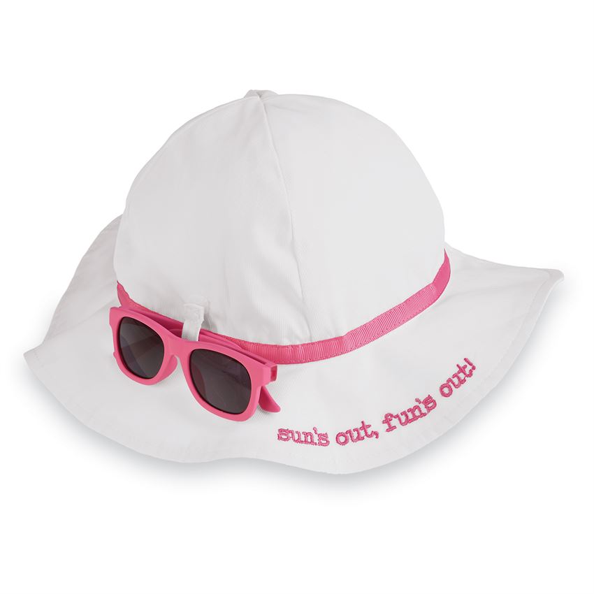 Mud Pie Sun's Out White Hat & Pink Sunglass Set