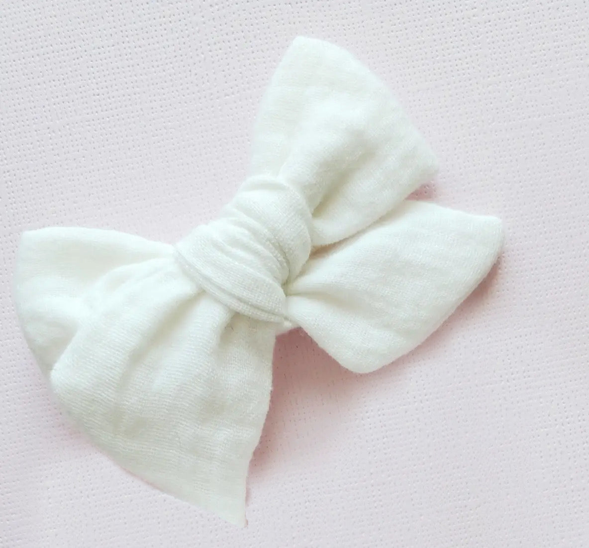 Milk Gauze Small Pinwheel Bow on Nylon Headband