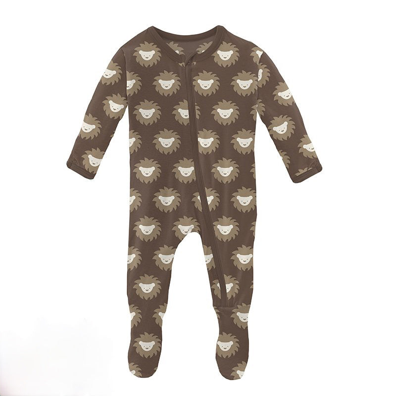 Print Footie with Zipper - Cocoa Sunshine Lion