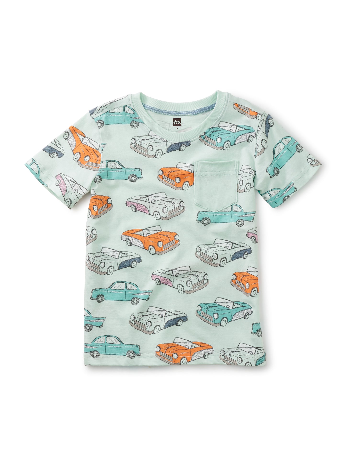 Cuban Cars in Green Printed Pocket Tee