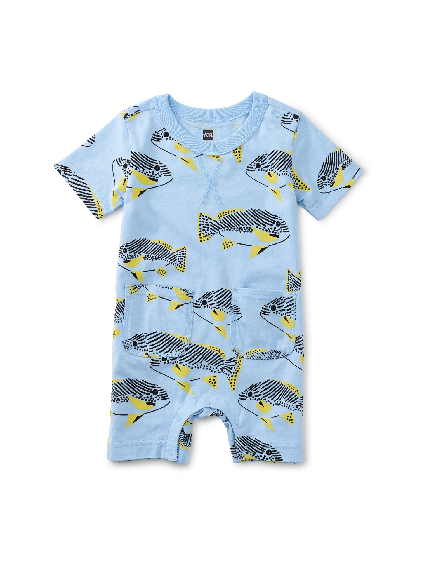 Coastal Fish Double Pocket Baby Romper