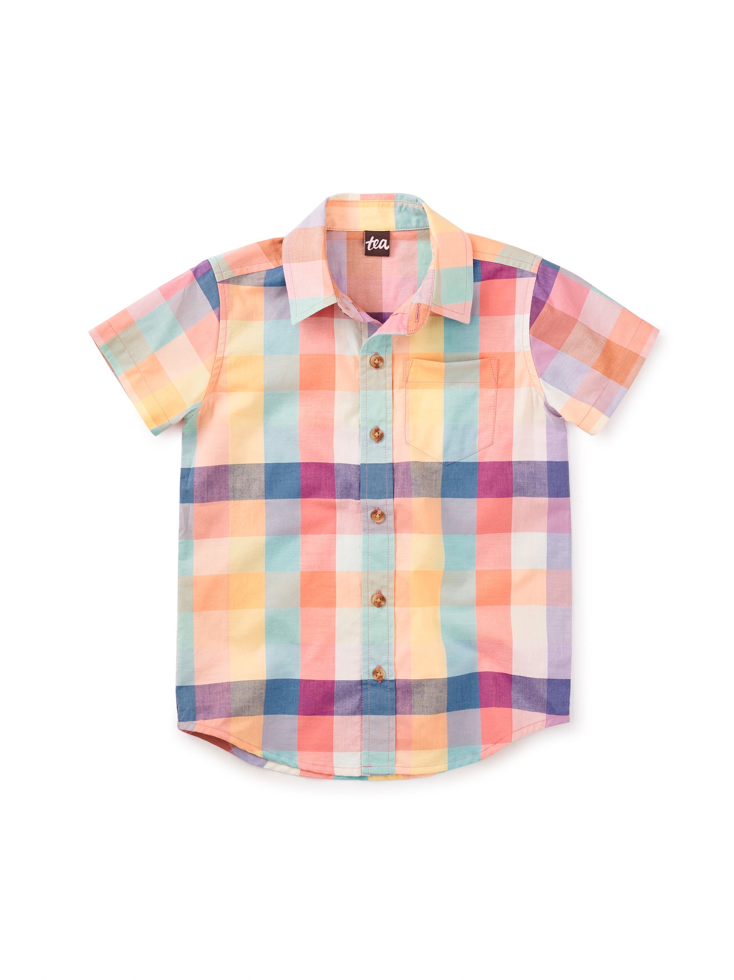 Feliz Familia Plaid Button Up Woven Shirt