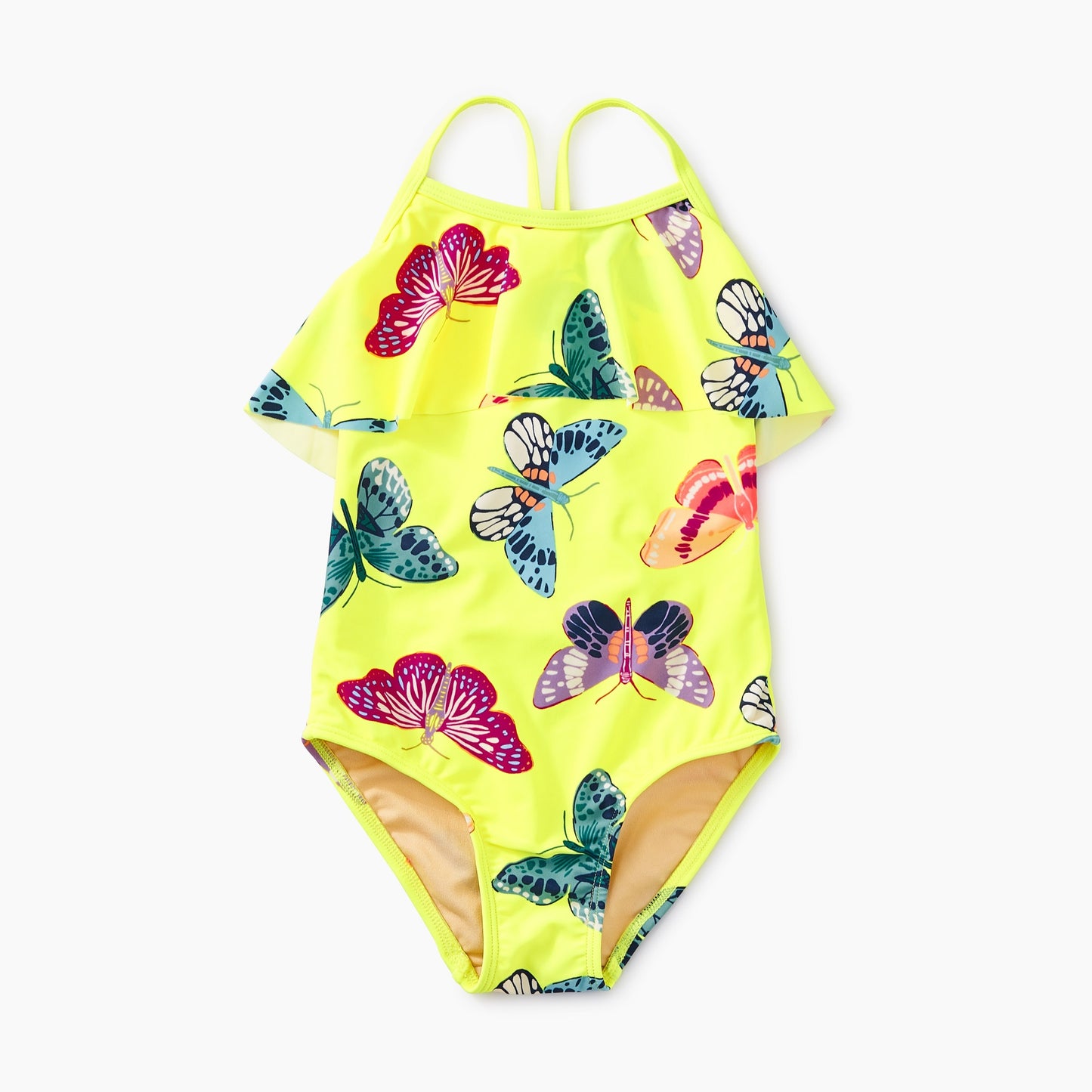 Tea Collection Printed Ruffle One Piece - Gossamer Glow