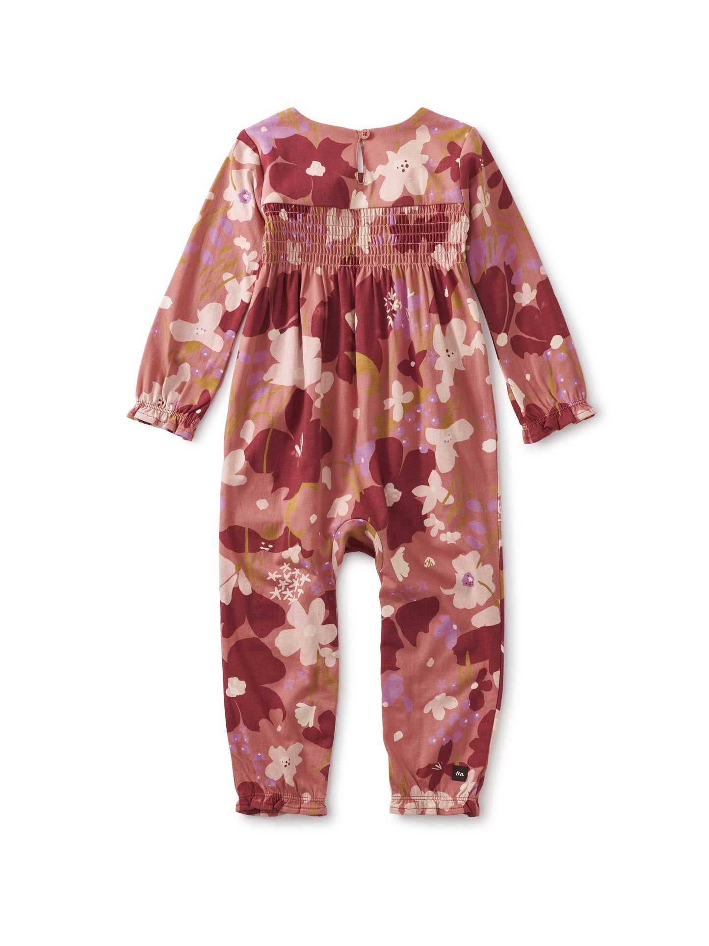Sweetly Smocked Baby Romper - Tossed Floral in Faded Rose