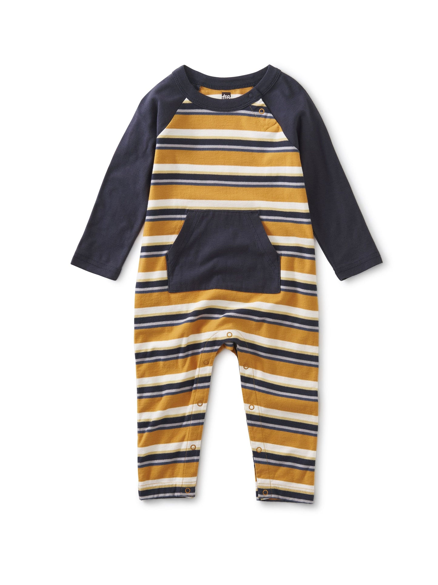 Striped Kangaroo Pocket Romper - Savanna