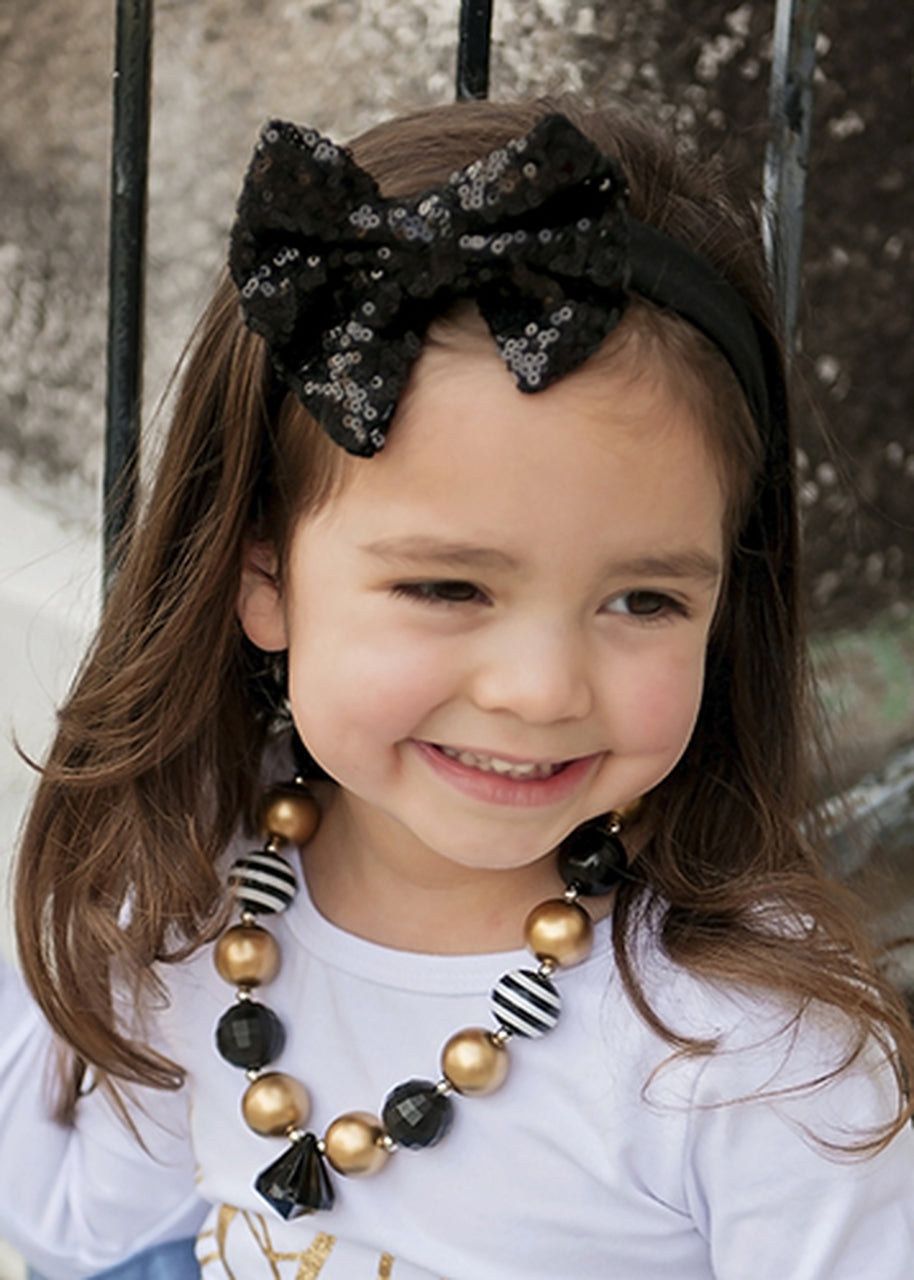 Black Sequin Bow Headband