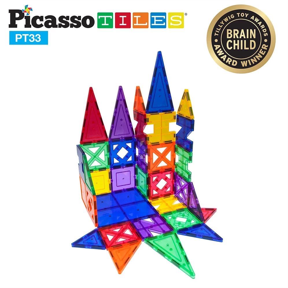 PicassoTiles 33 Piece Magnetic Tileset