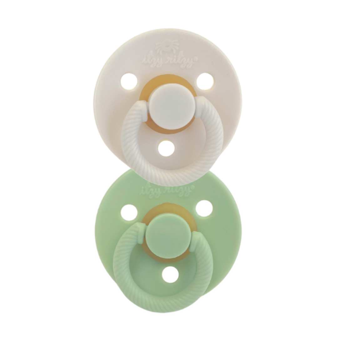 Mint + White Natural Rubber Pacifiers