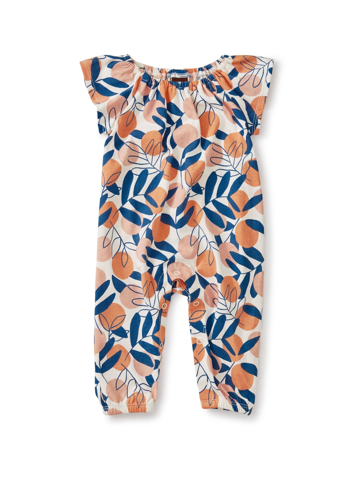 Tea Collection Flutter Sleeve Romper - Spring Citrus