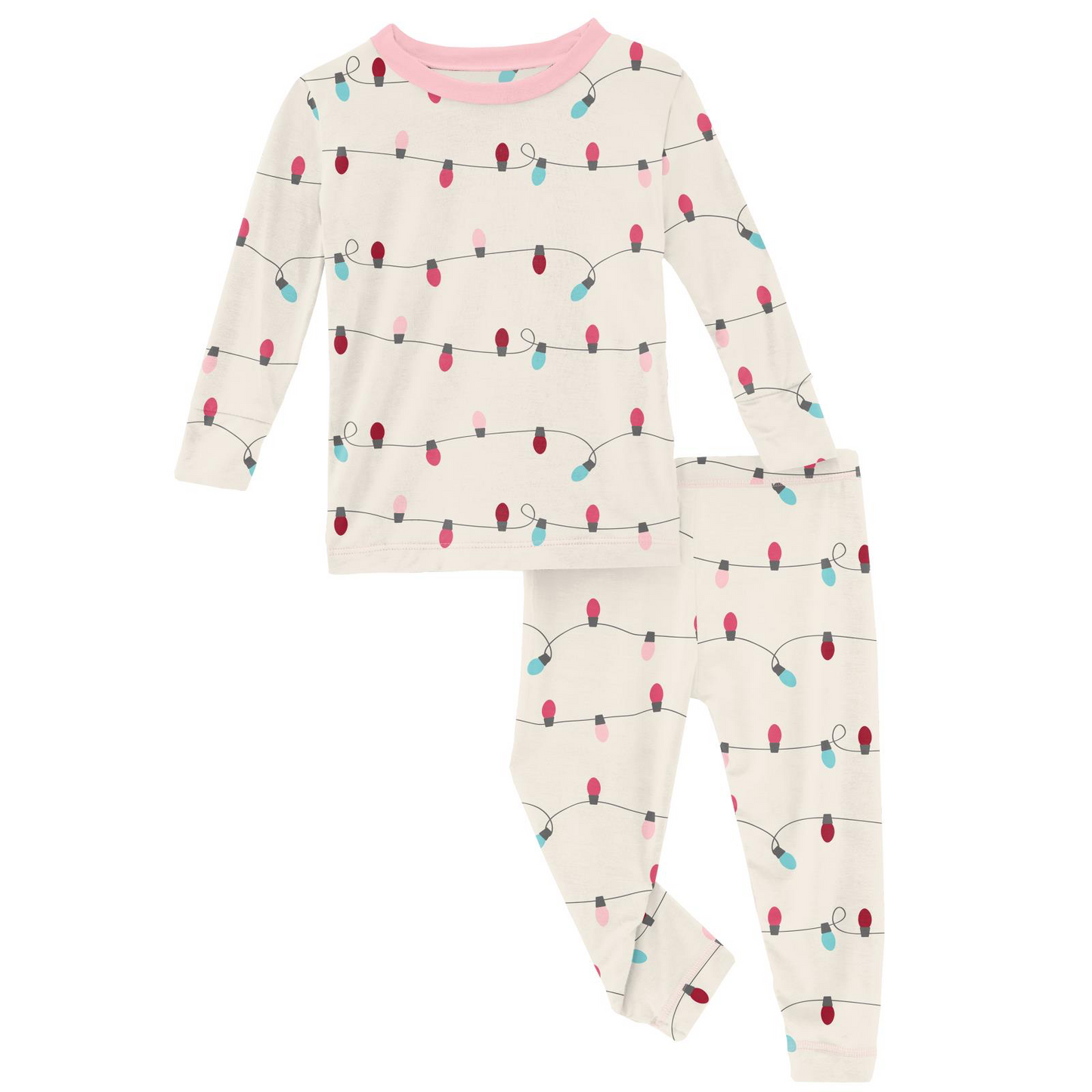 Natural Holiday Lights Print L/S Pajama Set