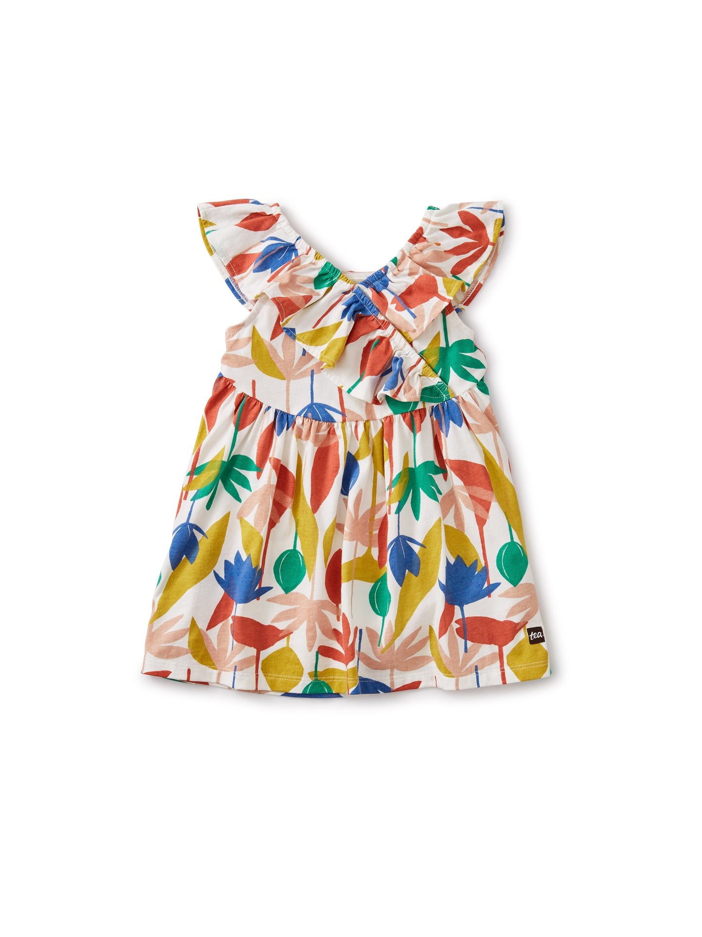 Tea Collection Ruffle Neck Baby Dress - Egyptian Floral