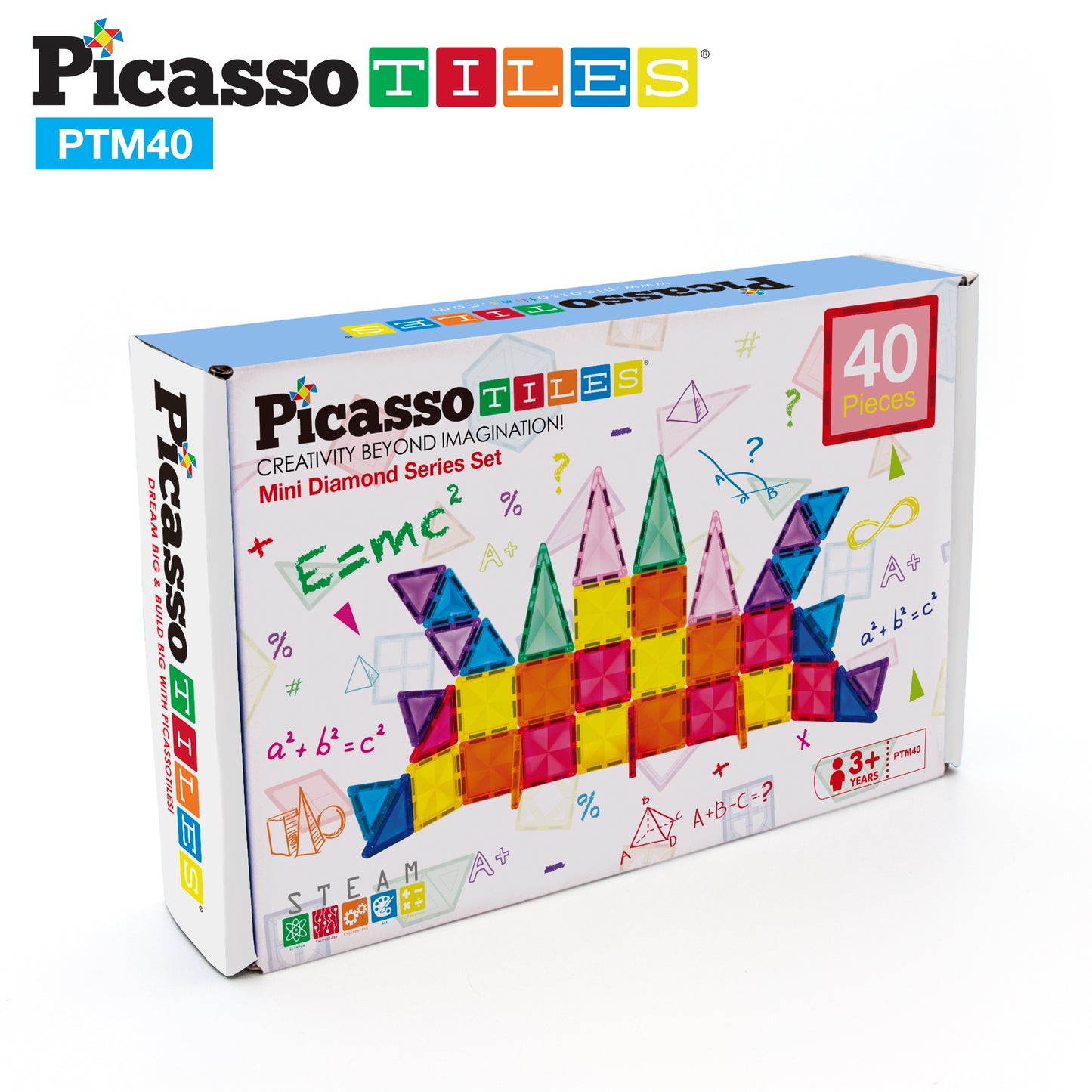 PicassoTiles 40pc Mini Diamond Magnetic Tileset