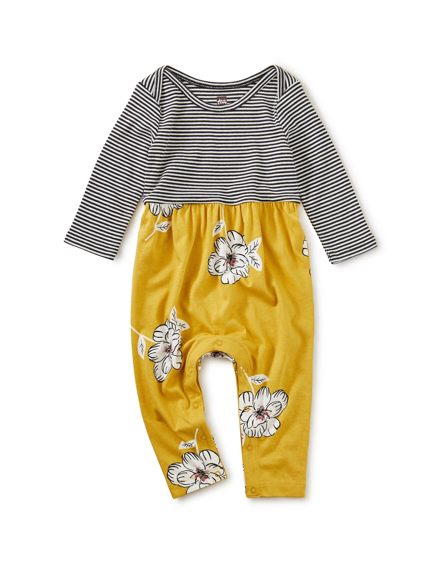Tea Collection Two-Tone Romper - Blooming Flora Blanca