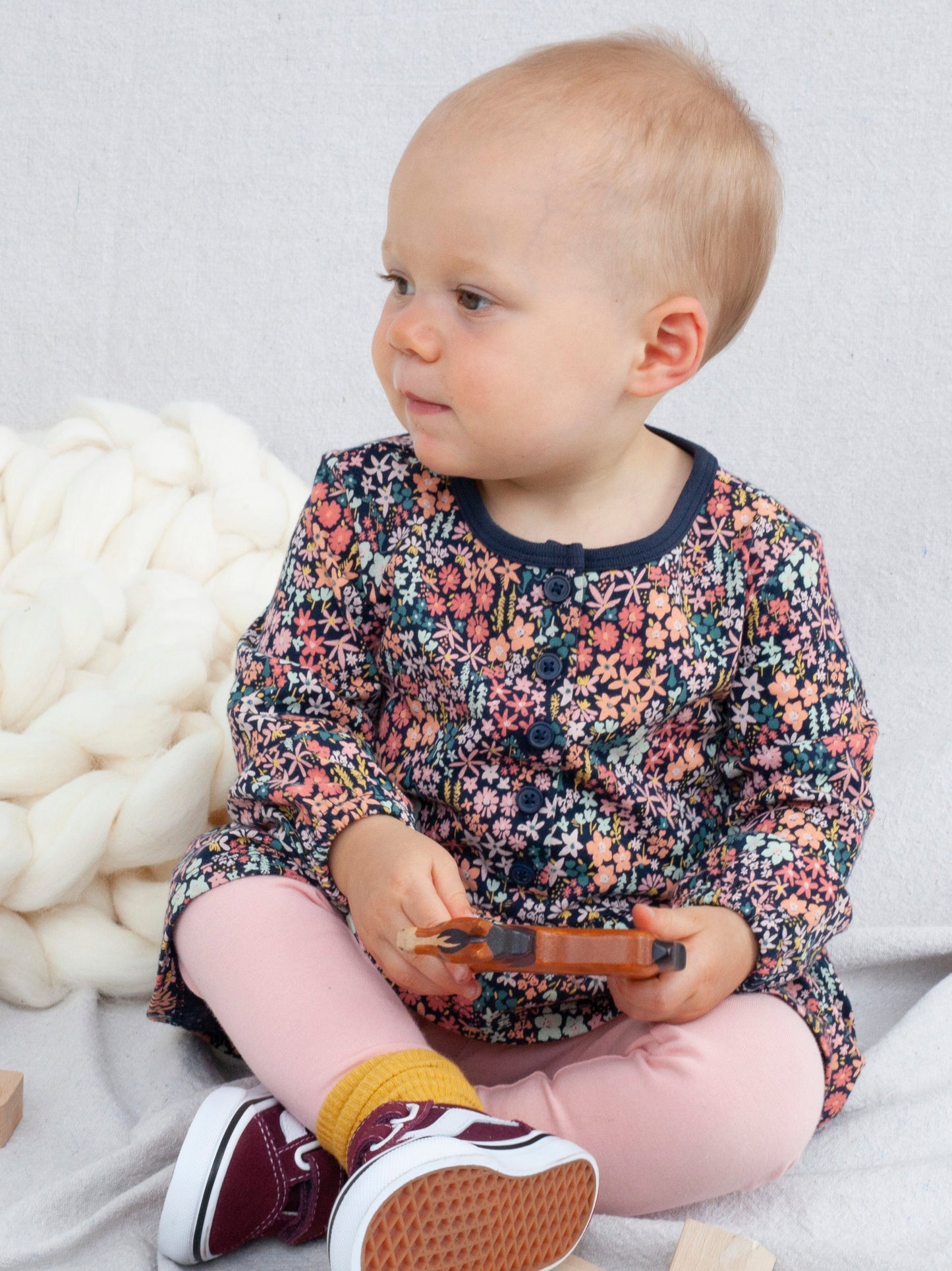 Tea Collection Button Front Baby Dress - Mountainside Wildflowers