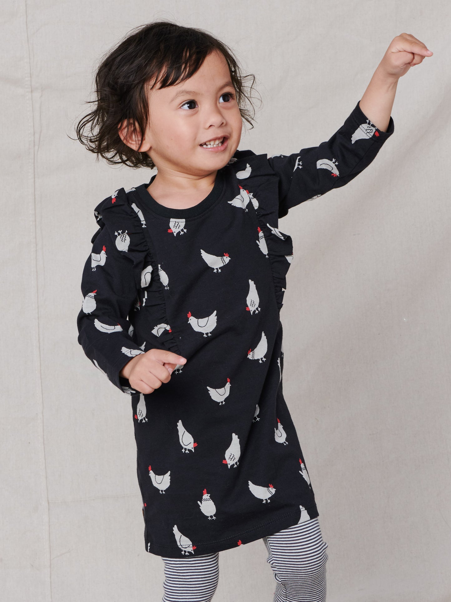 Tea Collection Ruffle Dress - Cheery Chickens