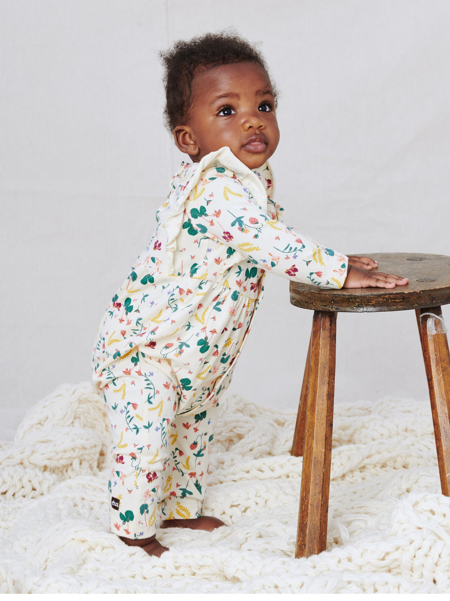 Tea Collection Snap Front Ruffle Romper - Ripe Strawberry