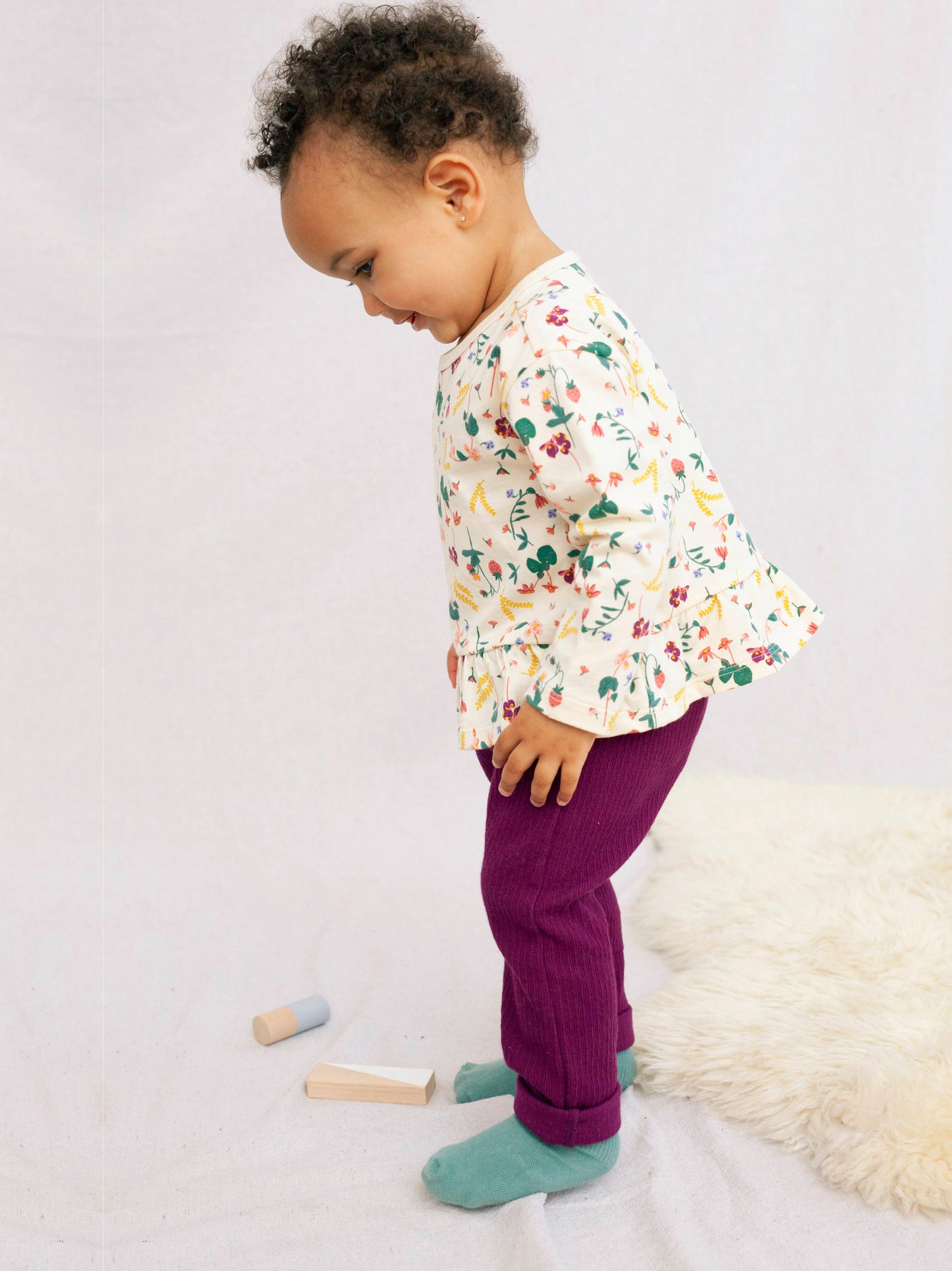 Tea Collection Long Sleeve Ruffle Set - Ripe Strawberry