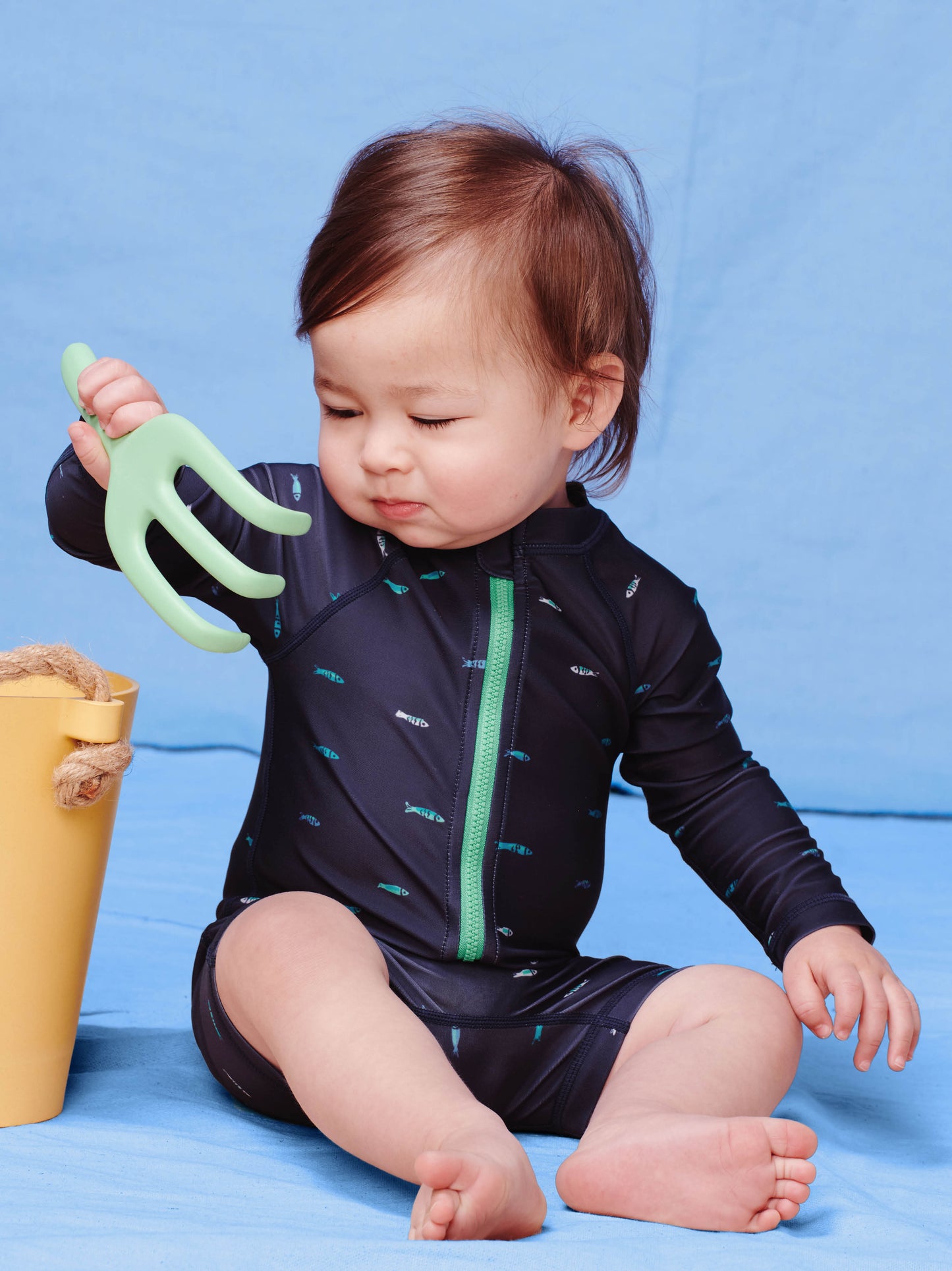 Rash Guard Baby Swimsuit - Sardines in Indigo